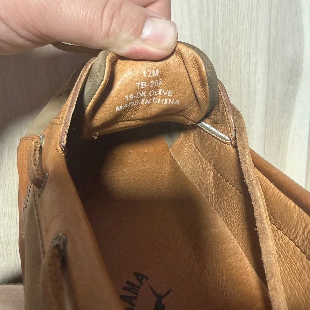 Tommy Bahama Boat Shoes Mens 12 Brown Olive Leather Suede TB-266 Loafers‎ Casual
